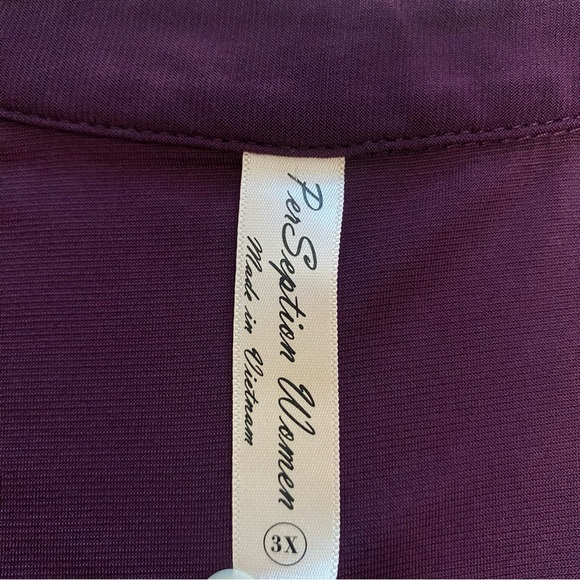 PERSEPTION WOMEN Purple Tank Top V Neck Blouse Gold Buttons Plus Size 3X - Picture 8 of 9